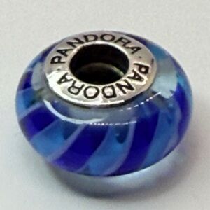 Pandora Deep Blue Swirl Murano Glass Charm 925 ALE